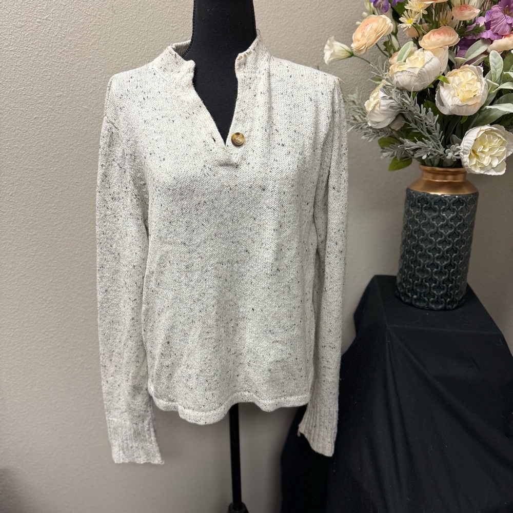 Crazy Horse by Liz Claiborne Cream Speckled Knit Pullover Sweater | Size XL